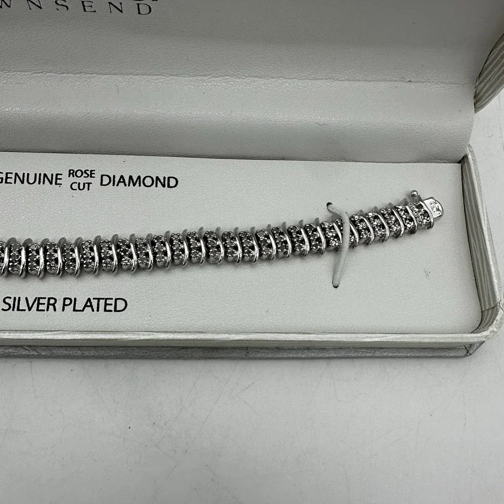 Victoria Townsend Fine Silver‎ Plated 1 ct Tw Genuine Rose Cut Diamond Bracelet
